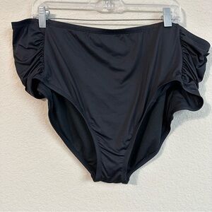 Apt. 9 Bikini Bottom Black Plus Size Side Ruching Swimwear Swim Trendy Classic